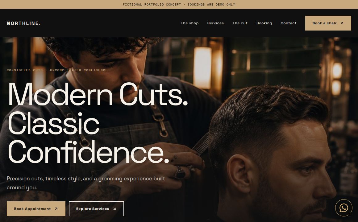 Northline Barbers — live website preview